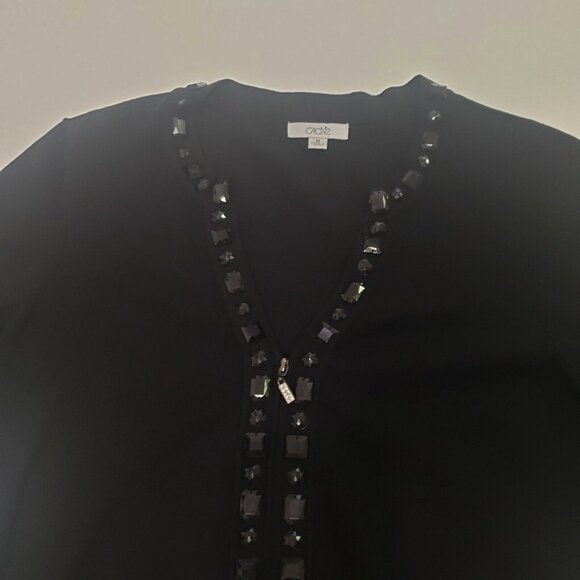 CACHE Women Size Medium Silk Beaded Cardigan Sweater Citycore Holiday Party Y2K - Picture 13 of 16